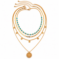 4 Pcs Boho Stone Flower Necklace Set