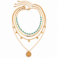 4 Pcs Boho Stone Flower Necklace Set