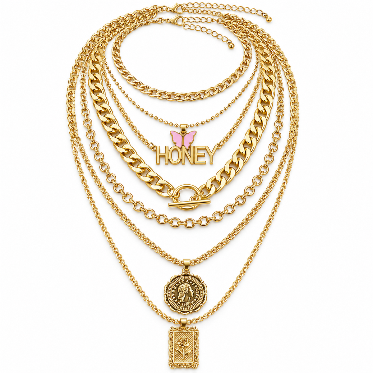 7 Pcs Vintage Necklace Set