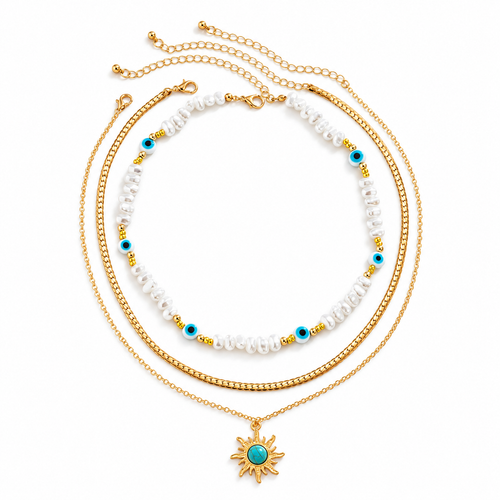 Evil Eye Away 3Pcs Necklace Set