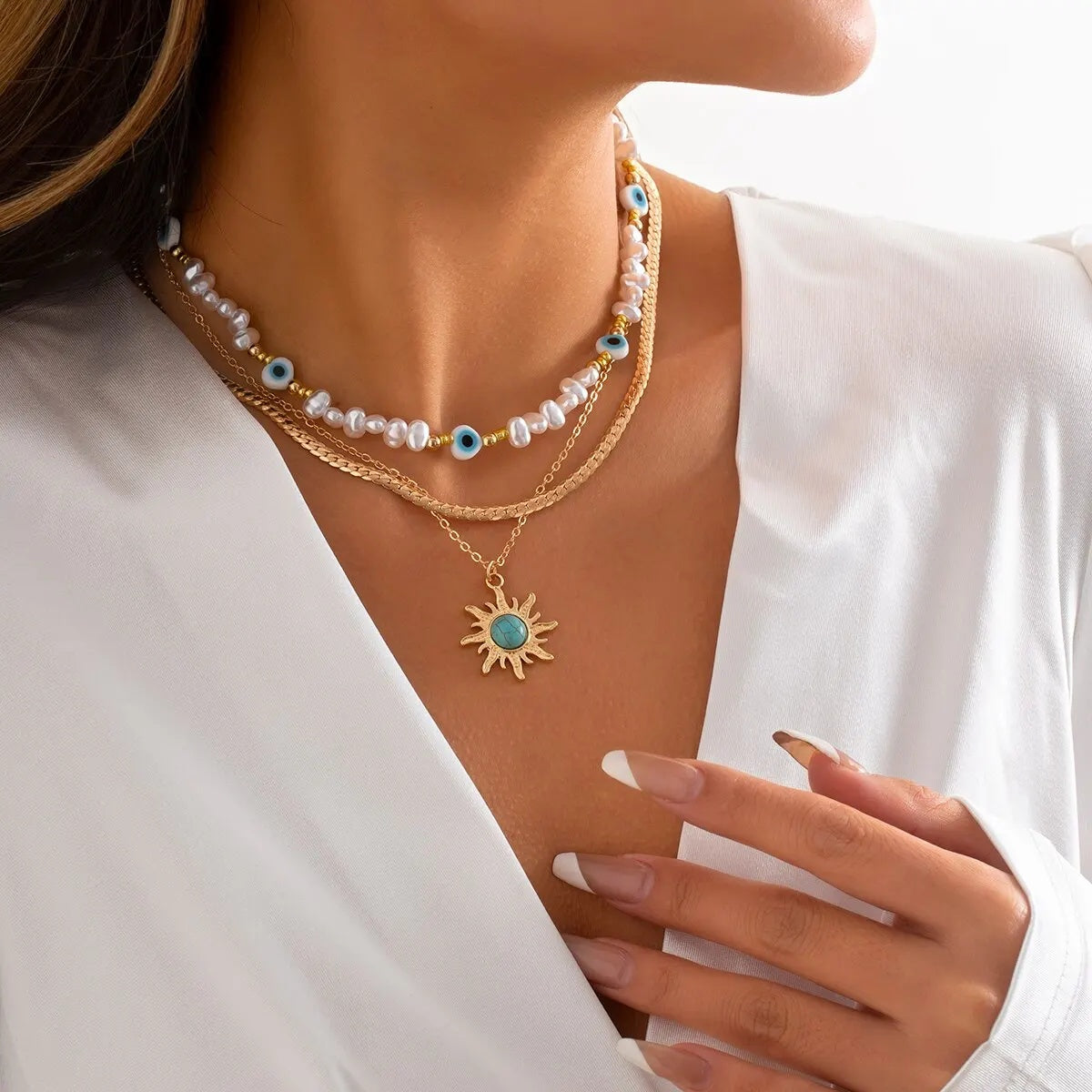 Evil Eye Away 3Pcs Necklace Set - image 5