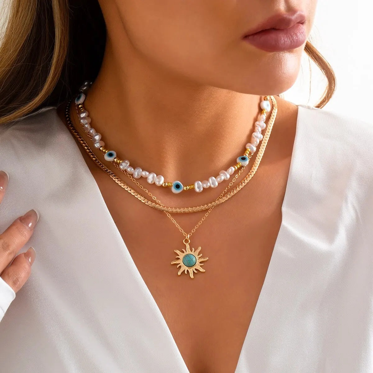 Evil Eye Away 3Pcs Necklace Set - image 3