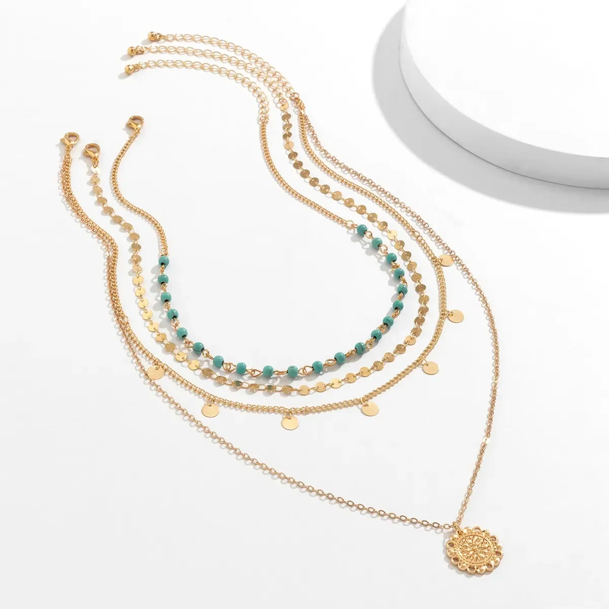 4 Pcs Boho Stone Flower Necklace Set - image 3