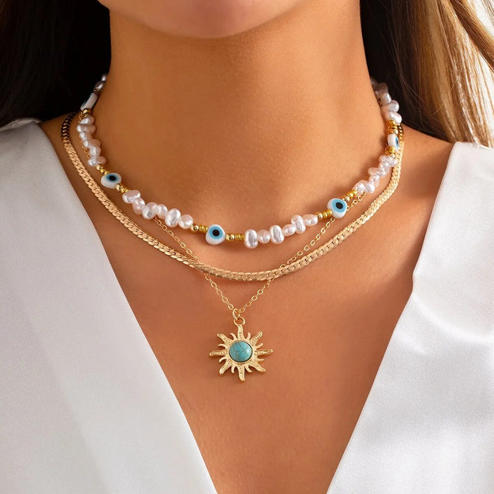 Evil Eye Away 3Pcs Necklace Set